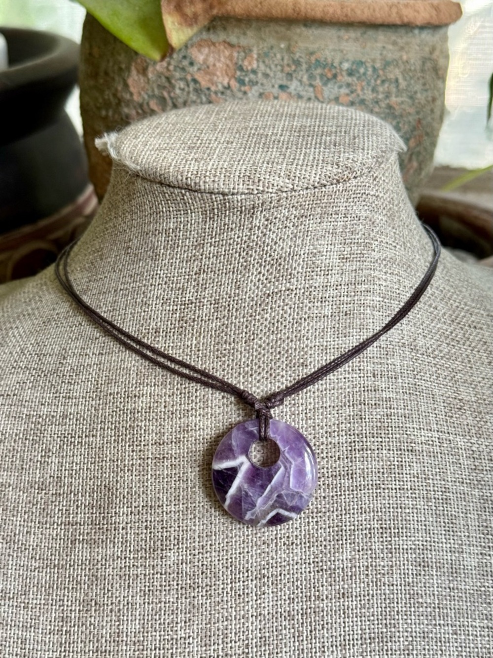 Boho Handmade Amethyst Crystal Donut Choker